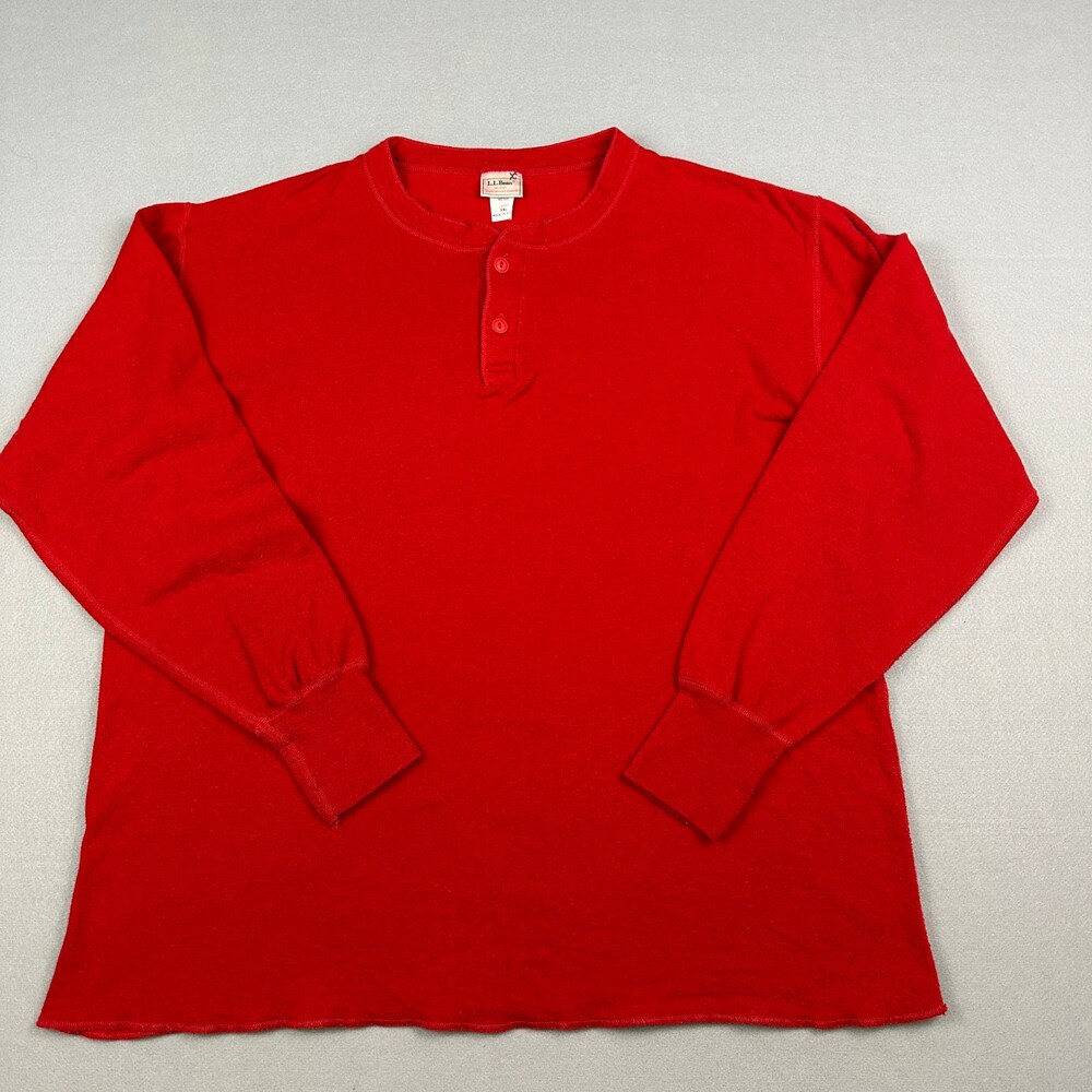 Vintage LL Bean Shirt Men 2XL Red River Driver's Two Layer Henley Thermal USA